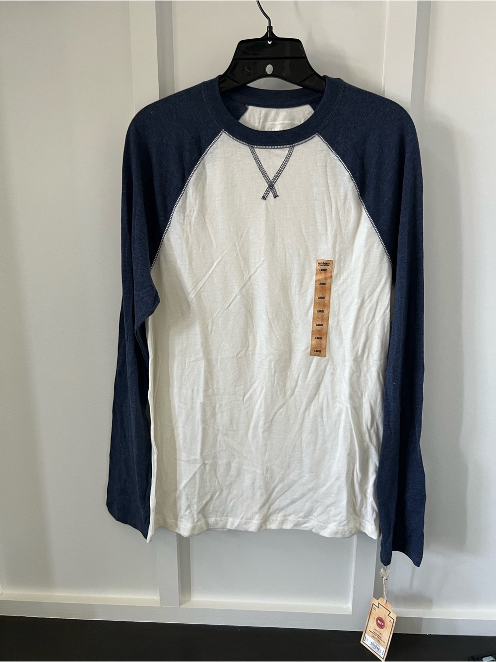urban pipeline Navy and White Raglan Long-Sleeve Tee